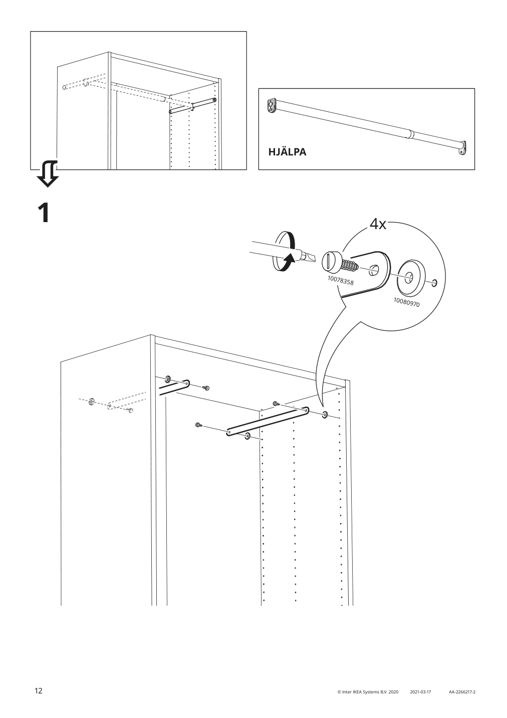 Assembly instructions for IKEA Hjaelpa suspension rail white | Page 12 - IKEA SMÅSTAD / UPPFÖRA storage combination 294.876.37