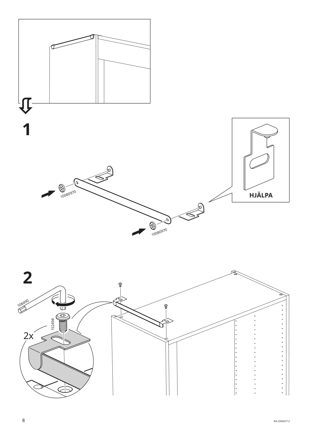 Assembly instructions for IKEA Hjaelpa suspension rail white | Page 8 - IKEA SMÅSTAD / UPPFÖRA storage combination 594.311.73