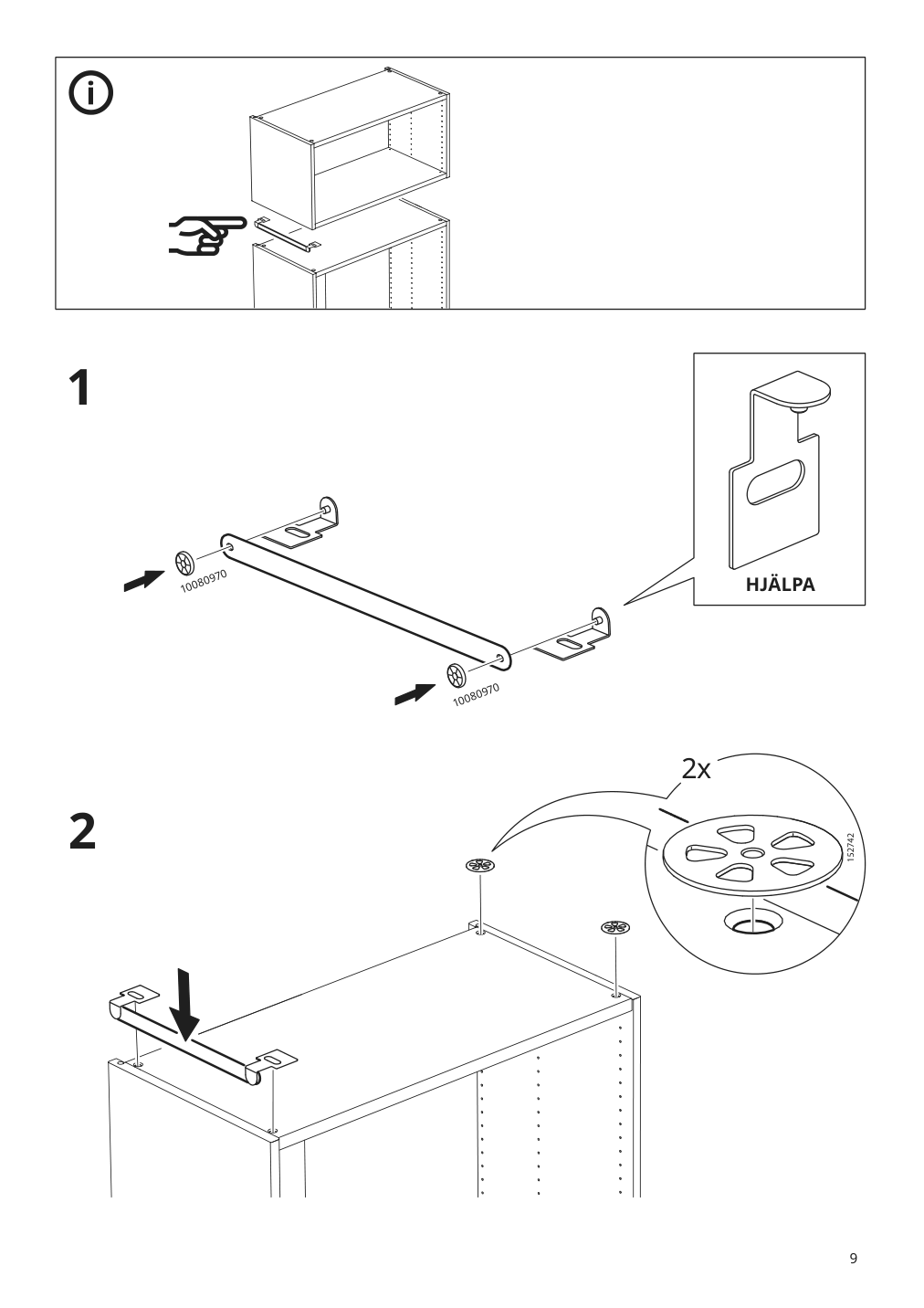 Assembly instructions for IKEA Hjaelpa suspension rail white | Page 9 - IKEA SMÅSTAD / UPPFÖRA storage combination 594.860.71