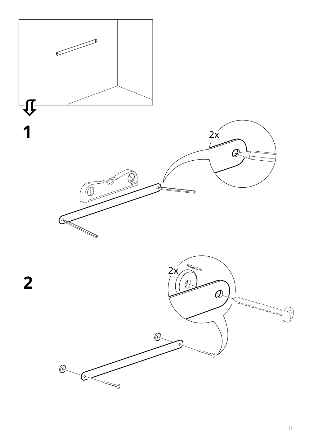 Assembly instructions for IKEA Hjaelpa suspension rail white | Page 11 - IKEA SMÅSTAD / UPPFÖRA storage combination 795.837.16