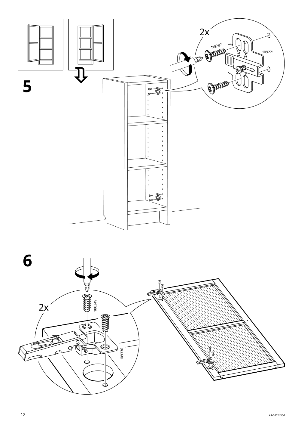 Assembly instructions for IKEA Hoegadal door white woven bamboo | Page 12 - IKEA BILLY / HÖGADAL bookcase with door 695.624.94