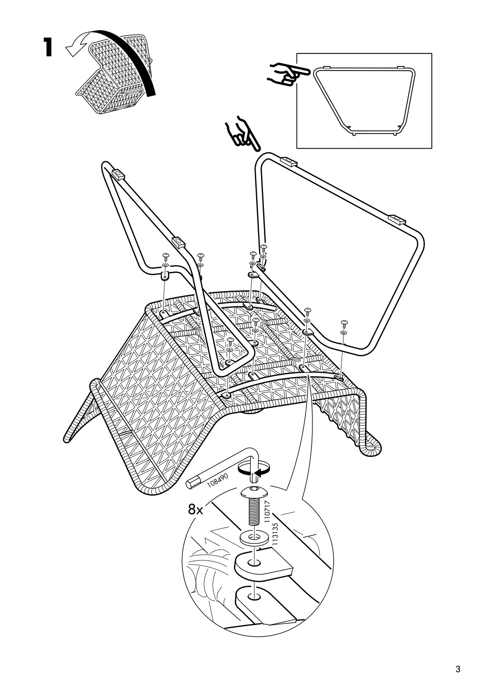 Assembly instructions for IKEA Hoegsten armchair outdoor white | Page 3 - IKEA HÖGSTEN armchair, outdoor 202.098.62