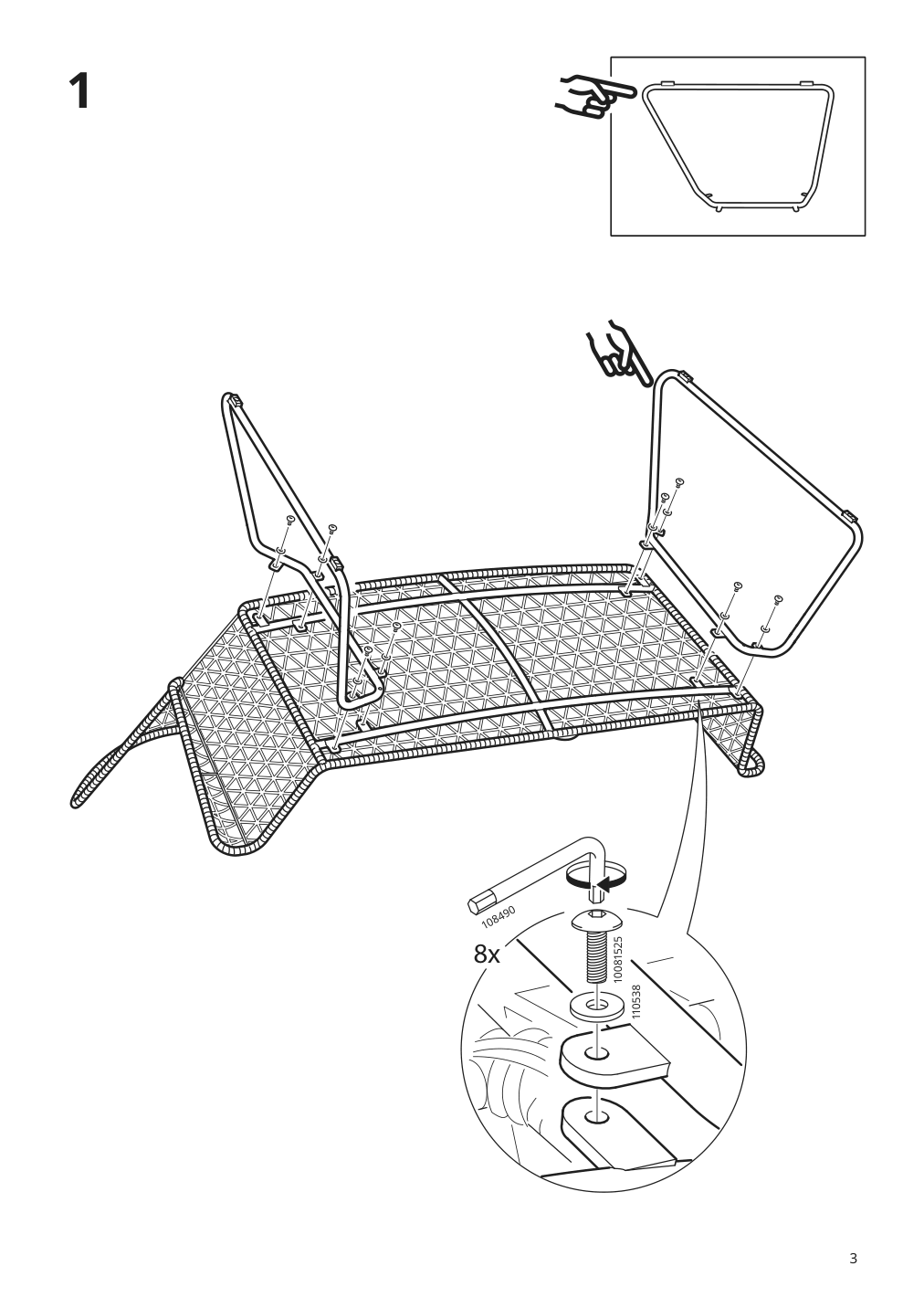 Assembly instructions for IKEA Hoegsten loveseat outdoor white | Page 3 - IKEA HÖGSTEN 4-seat conversation set, outdoor 994.282.39