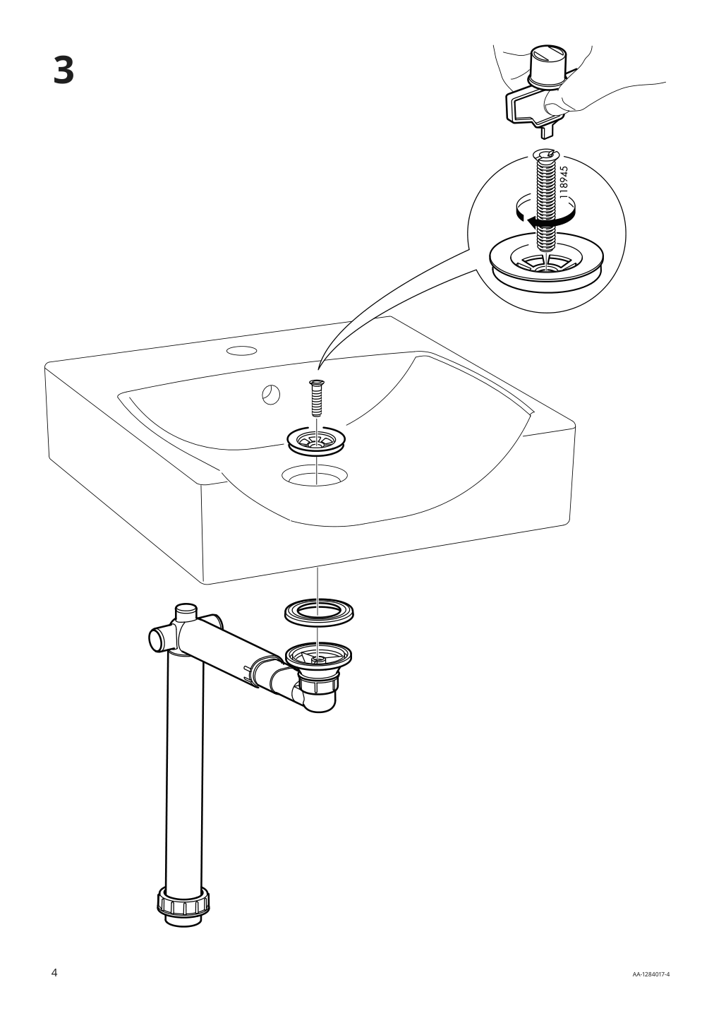 Assembly instructions for IKEA Hoervik countertop sink white | Page 4 - IKEA GODMORGON/TOLKEN / HÖRVIK cabinet, top + 17 3/4x12 2/8" sink 493.385.28