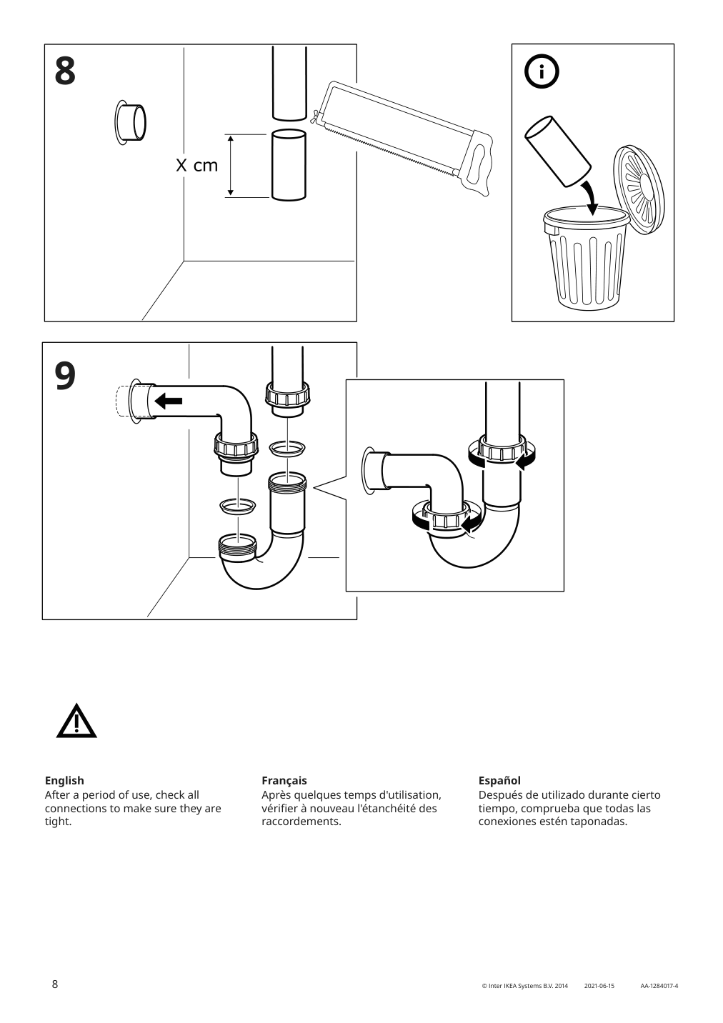 Assembly instructions for IKEA Hoervik countertop sink white | Page 8 - IKEA GODMORGON/TOLKEN / HÖRVIK cabinet, top + 17 3/4x12 2/8" sink 893.385.31