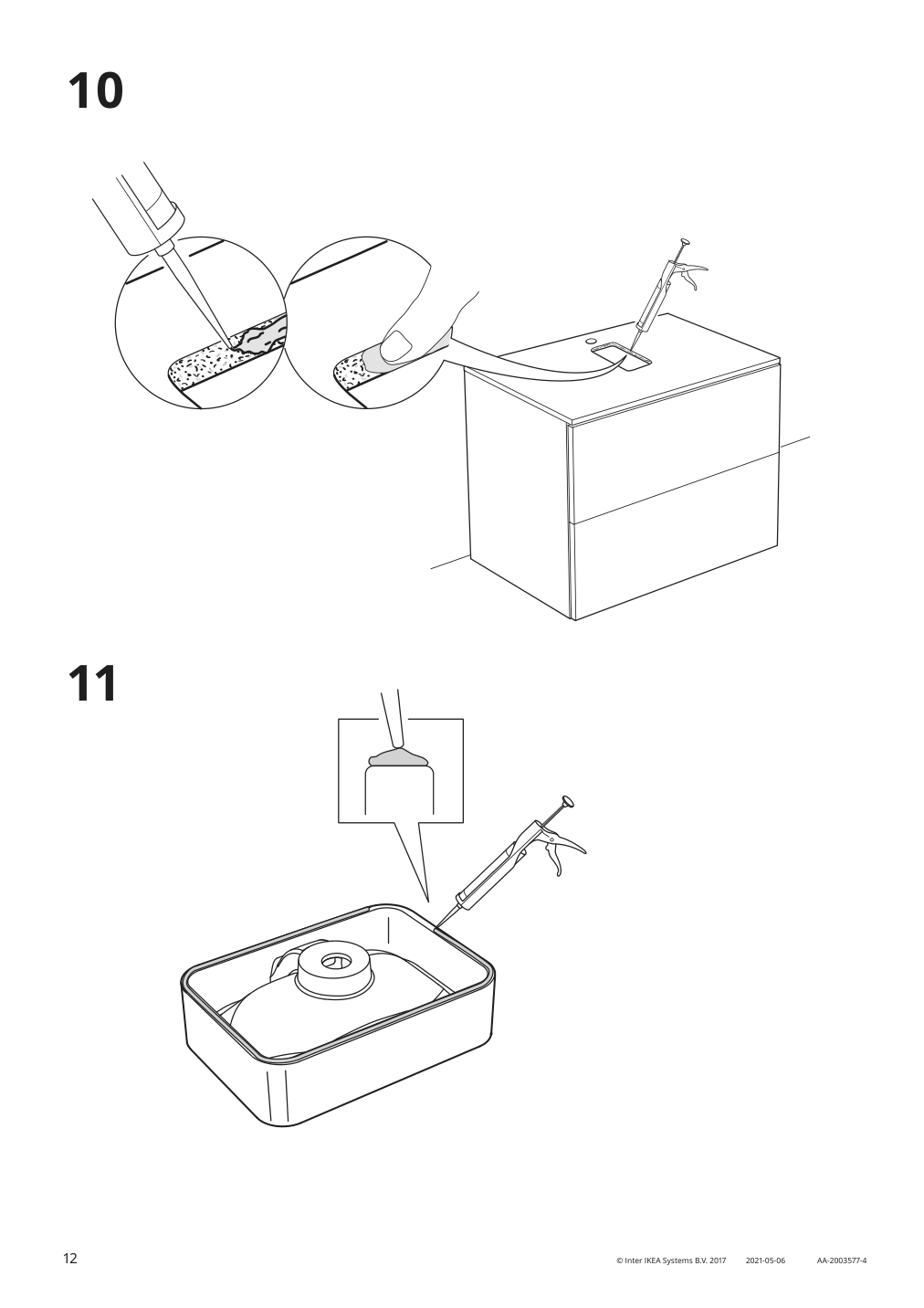 Assembly instructions for IKEA Hoervik countertop sink white | Page 12 - IKEA GODMORGON/TOLKEN / HÖRVIK cabinet, top + 17 3/4x12 2/8" sink 493.224.76