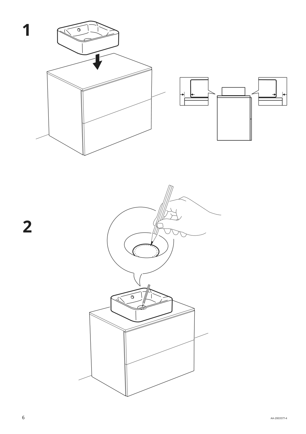 Assembly instructions for IKEA Hoervik countertop sink white | Page 6 - IKEA GODMORGON/TOLKEN / HÖRVIK cabinet, top + 17 3/4x12 2/8" sink 493.224.76