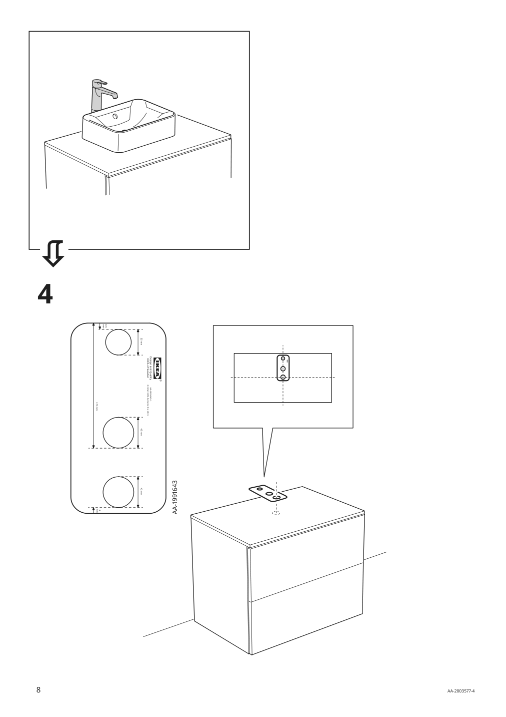 Assembly instructions for IKEA Hoervik countertop sink white | Page 8 - IKEA GODMORGON/TOLKEN / HÖRVIK cabinet, top + 17 3/4x12 2/8" sink 593.094.55