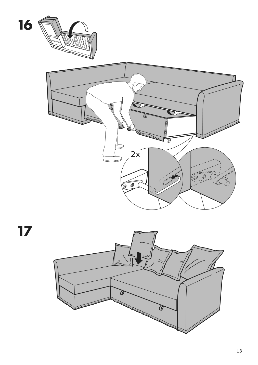 Assembly instructions for IKEA Holmsund chaise for sleeper sectional | Page 13 - IKEA HOLMSUND sleeper sectional, 3-seat 791.507.46