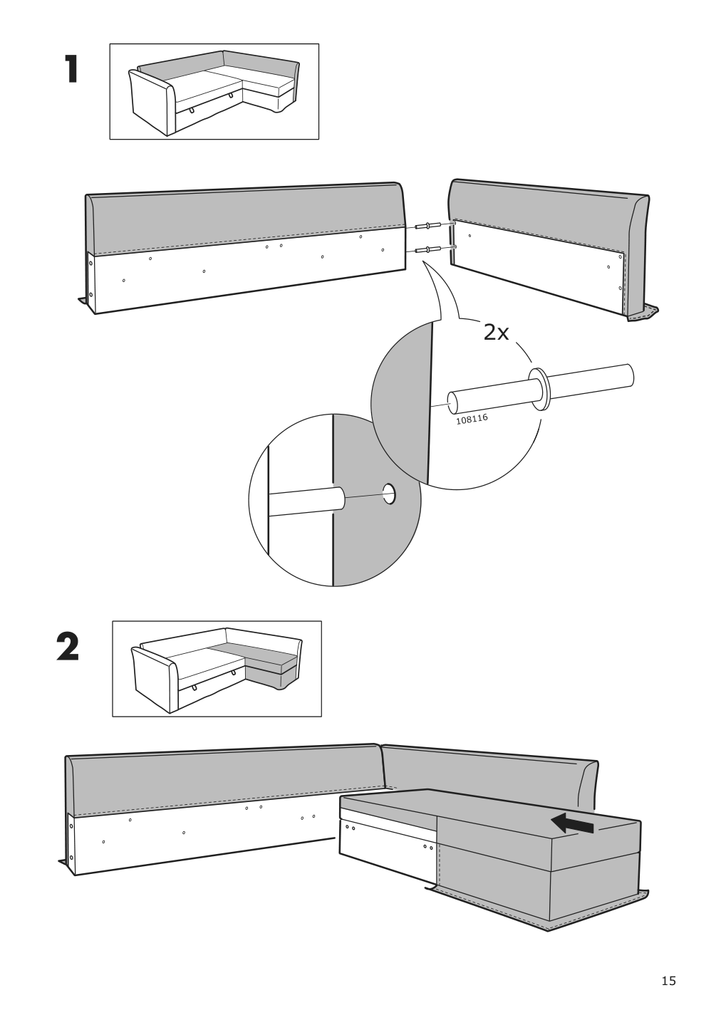 Assembly instructions for IKEA Holmsund chaise for sleeper sectional | Page 15 - IKEA HOLMSUND sleeper sectional, 3-seat 791.507.46