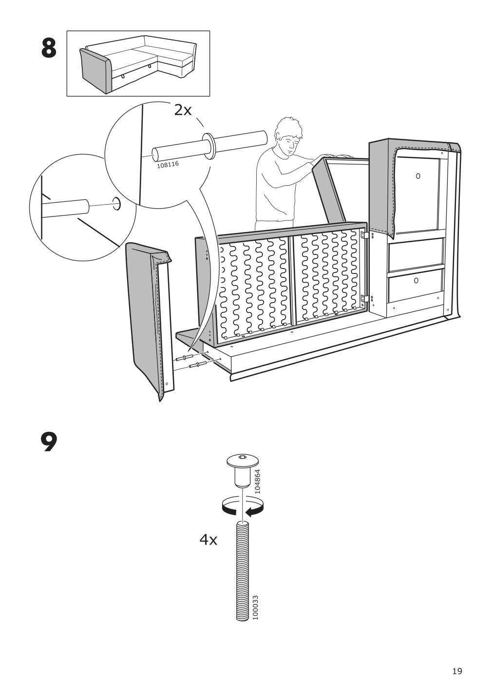 Assembly instructions for IKEA Holmsund chaise for sleeper sectional | Page 19 - IKEA HOLMSUND sleeper sectional, 3-seat 791.507.46