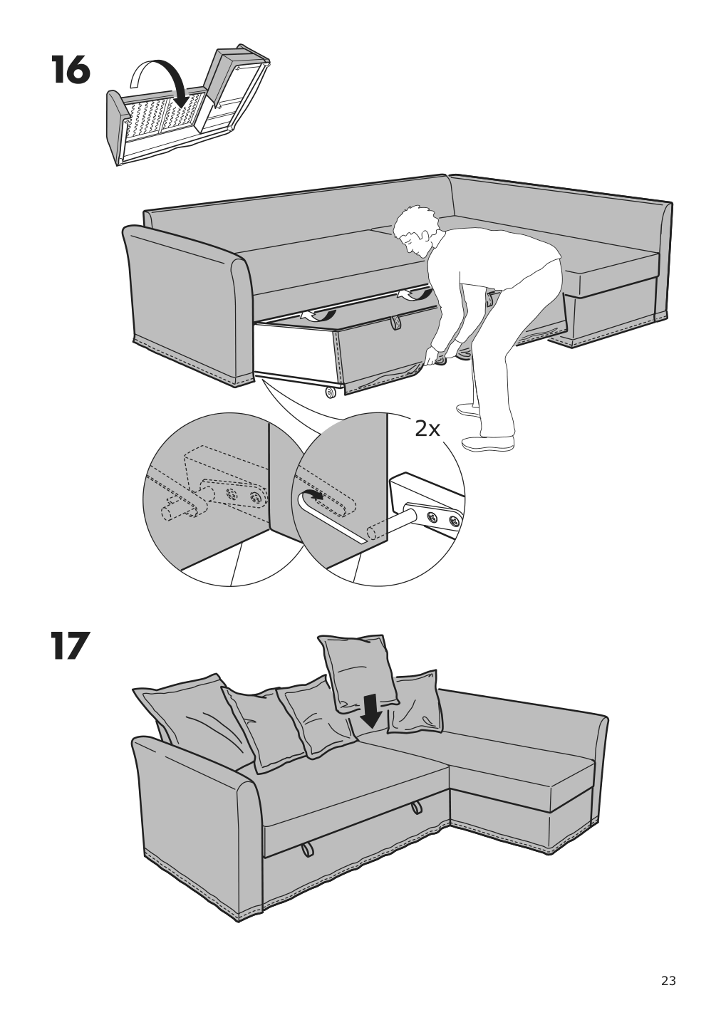 Assembly instructions for IKEA Holmsund chaise for sleeper sectional | Page 23 - IKEA HOLMSUND sleeper sectional, 3-seat 791.507.46