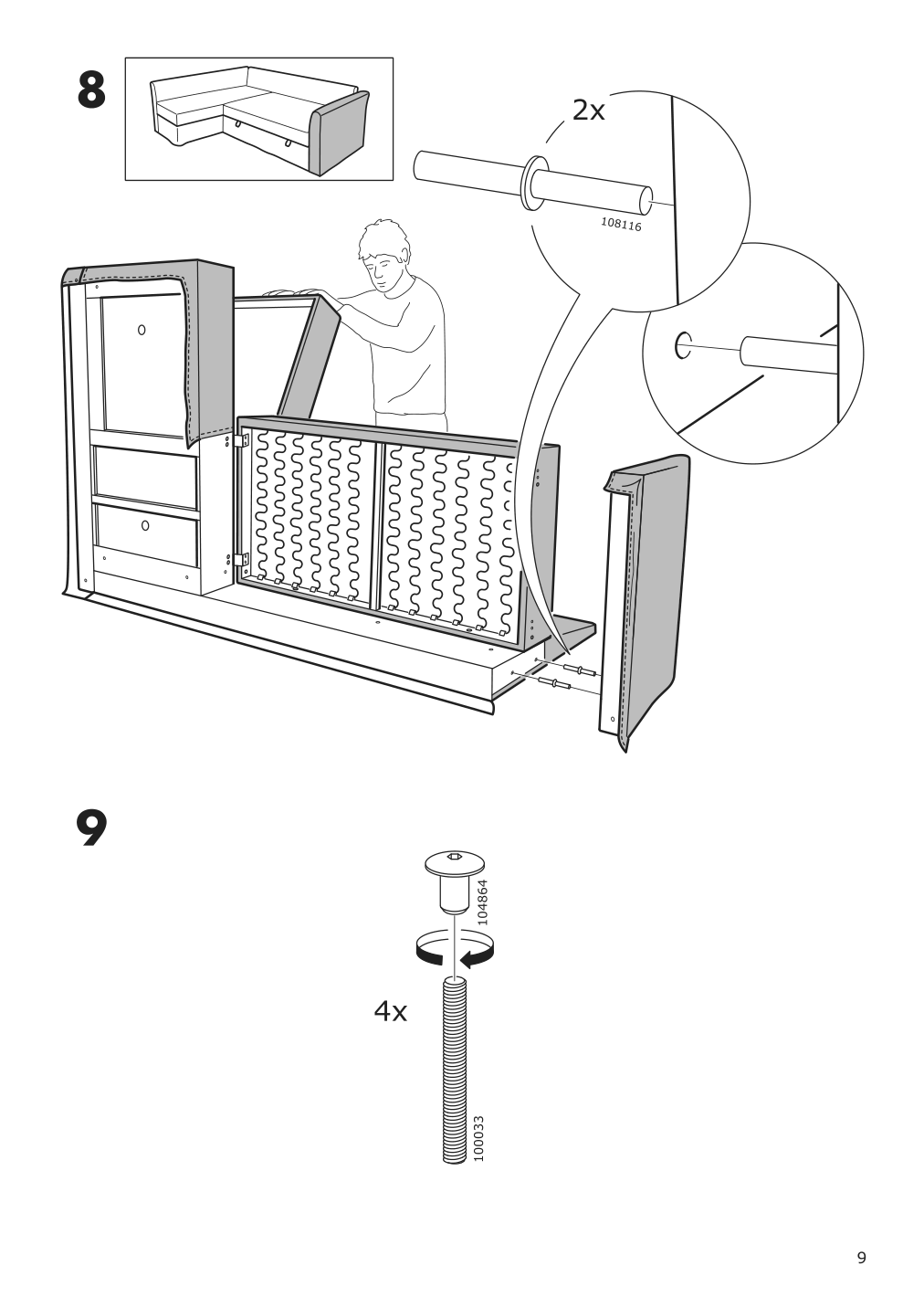 Assembly instructions for IKEA Holmsund chaise for sleeper sectional | Page 9 - IKEA HOLMSUND sleeper sectional, 3-seat 791.507.46