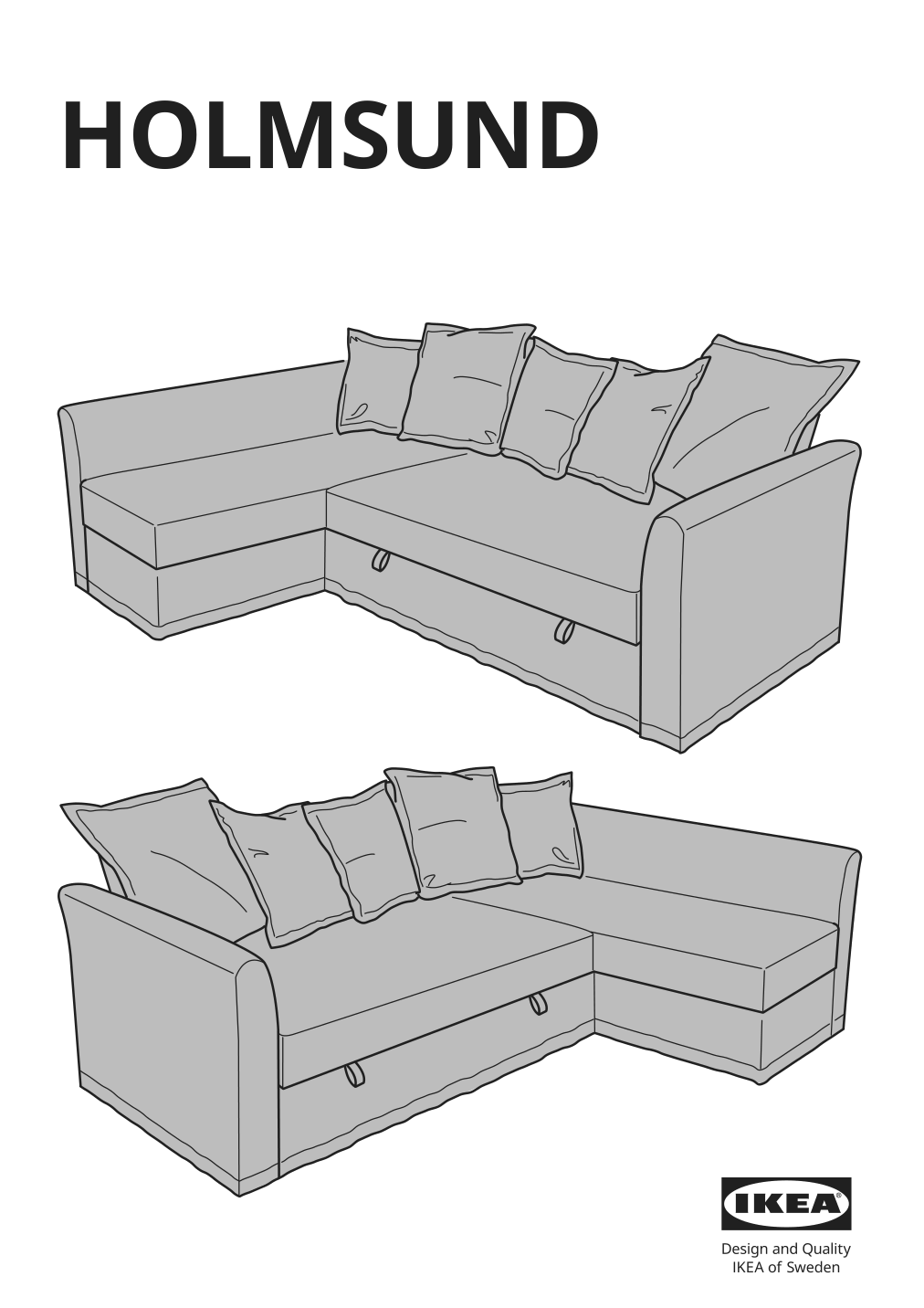 Assembly instructions for IKEA Holmsund cover for sleeper sectional 3 seat nordvalla medium gray | Page 1 - IKEA HOLMSUND sleeper sectional, 3-seat 791.507.46