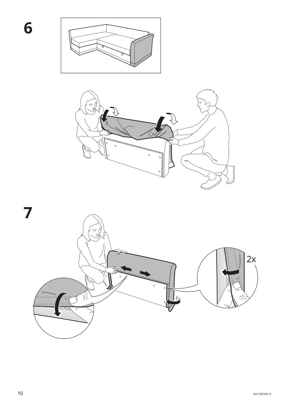 Assembly instructions for IKEA Holmsund cover for sleeper sectional 3 seat nordvalla medium gray | Page 10 - IKEA HOLMSUND sleeper sectional, 3-seat 791.507.46