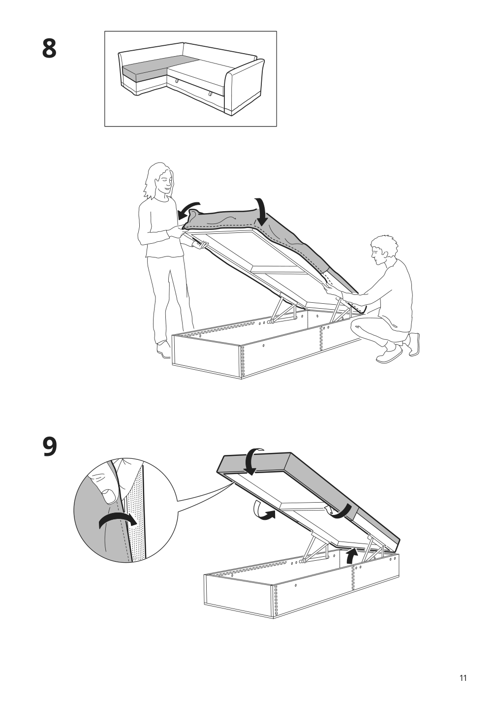 Assembly instructions for IKEA Holmsund cover for sleeper sectional 3 seat nordvalla medium gray | Page 11 - IKEA HOLMSUND sleeper sectional, 3-seat 791.507.46