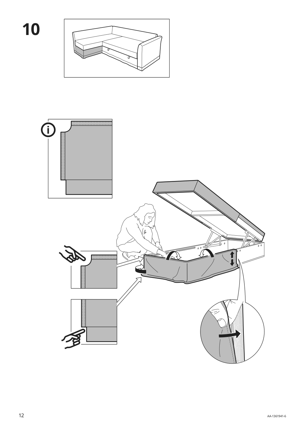 Assembly instructions for IKEA Holmsund cover for sleeper sectional 3 seat nordvalla medium gray | Page 12 - IKEA HOLMSUND sleeper sectional, 3-seat 791.507.46