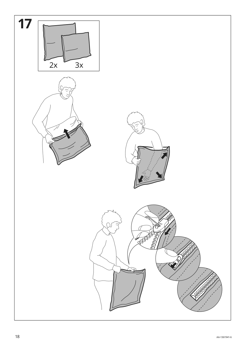 Assembly instructions for IKEA Holmsund cover for sleeper sectional 3 seat nordvalla medium gray | Page 18 - IKEA HOLMSUND sleeper sectional, 3-seat 791.507.46