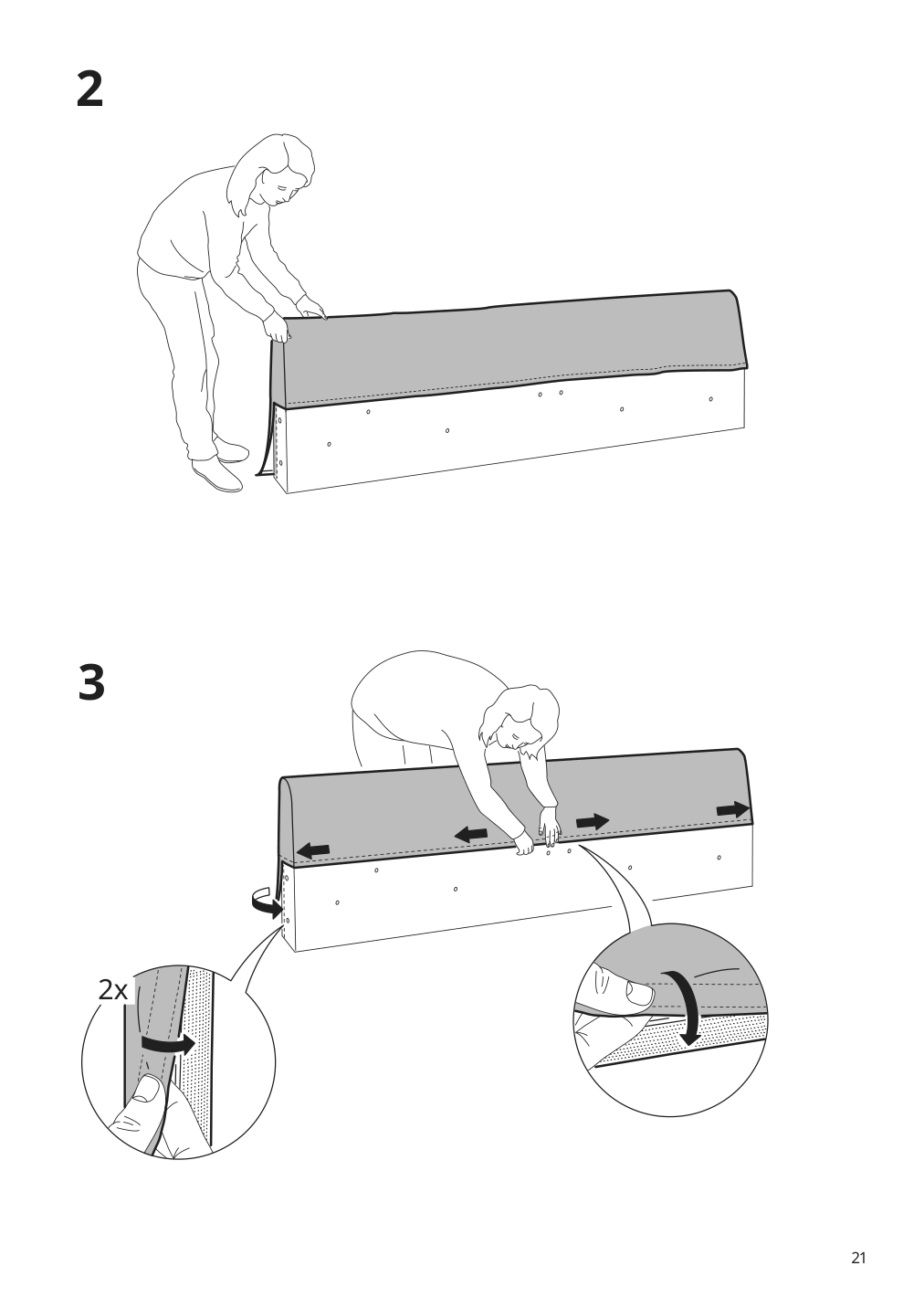 Assembly instructions for IKEA Holmsund cover for sleeper sectional 3 seat nordvalla medium gray | Page 21 - IKEA HOLMSUND sleeper sectional, 3-seat 791.507.46