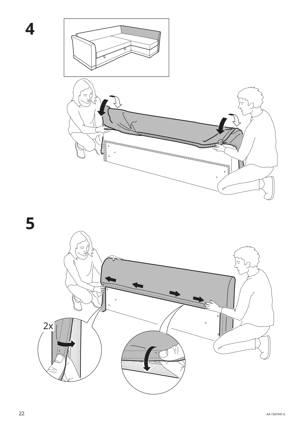 Assembly instructions for IKEA Holmsund cover for sleeper sectional 3 seat nordvalla medium gray | Page 22 - IKEA HOLMSUND sleeper sectional, 3-seat 791.507.46