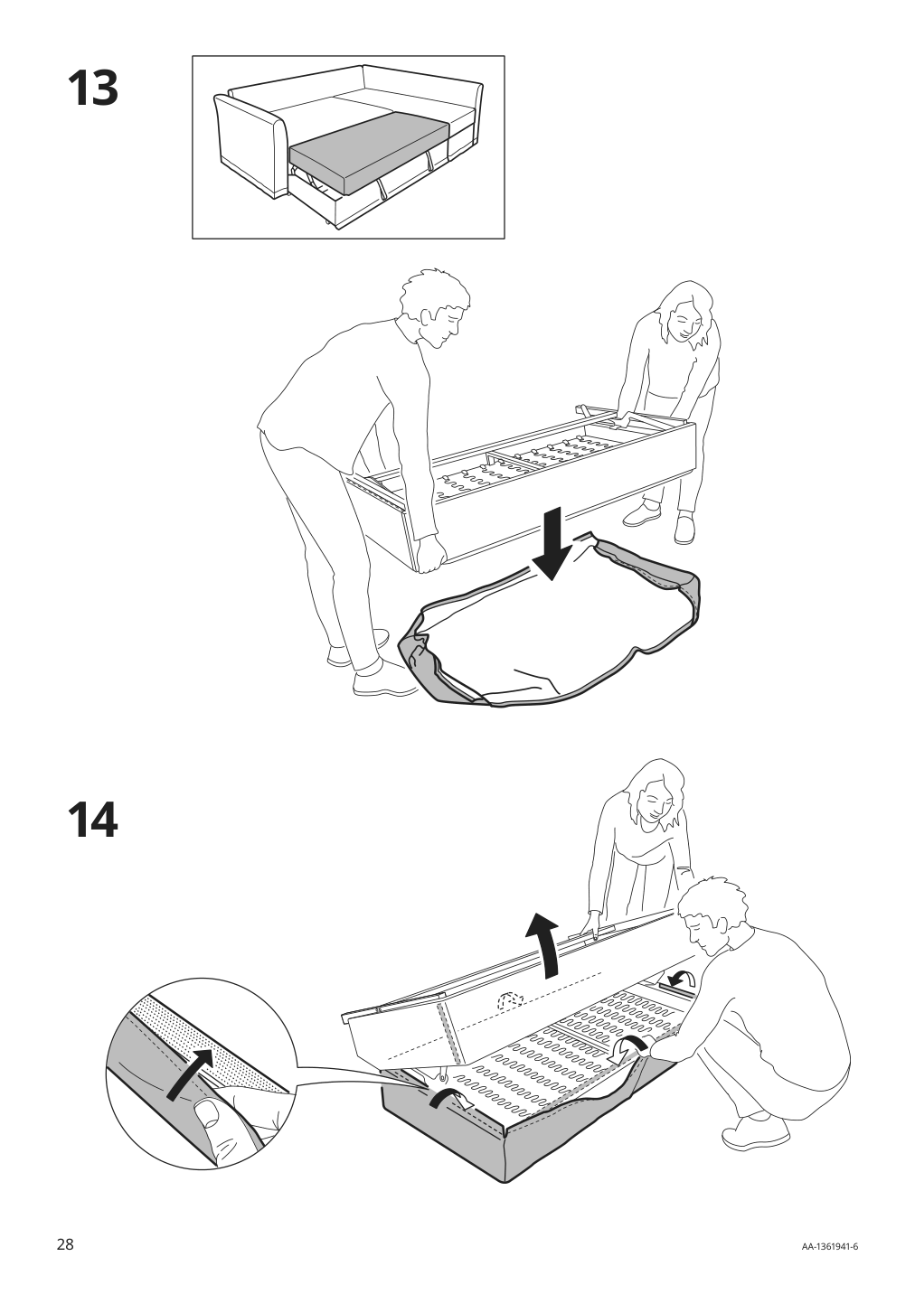 Assembly instructions for IKEA Holmsund cover for sleeper sectional 3 seat nordvalla medium gray | Page 28 - IKEA HOLMSUND sleeper sectional, 3-seat 791.507.46