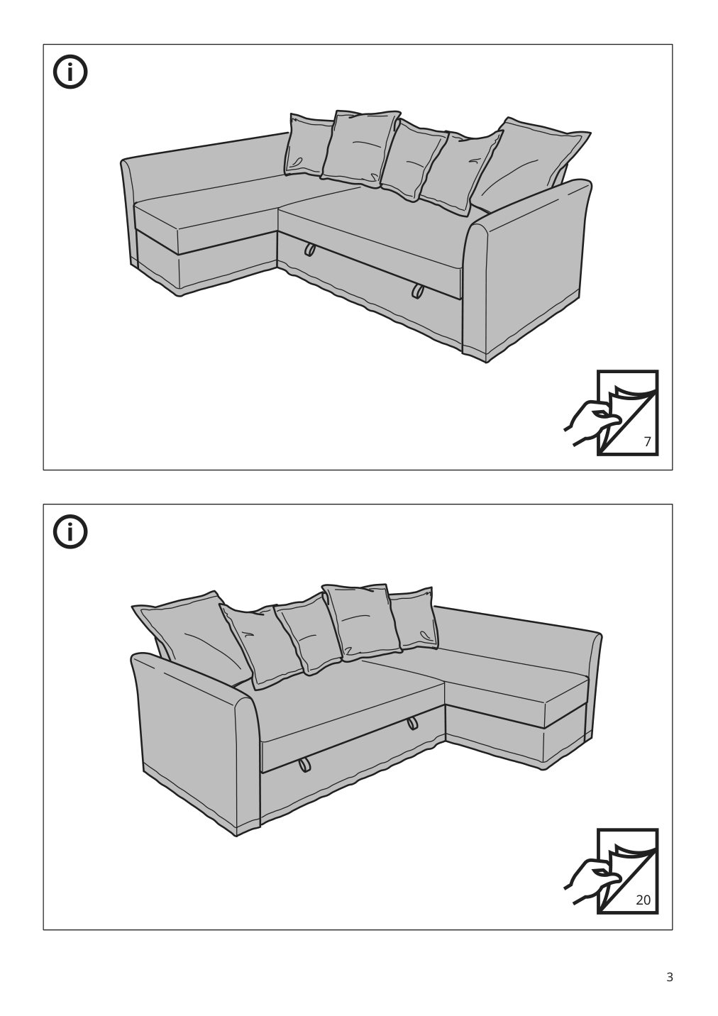 Assembly instructions for IKEA Holmsund cover for sleeper sectional 3 seat nordvalla medium gray | Page 3 - IKEA HOLMSUND sleeper sectional, 3-seat 791.507.46