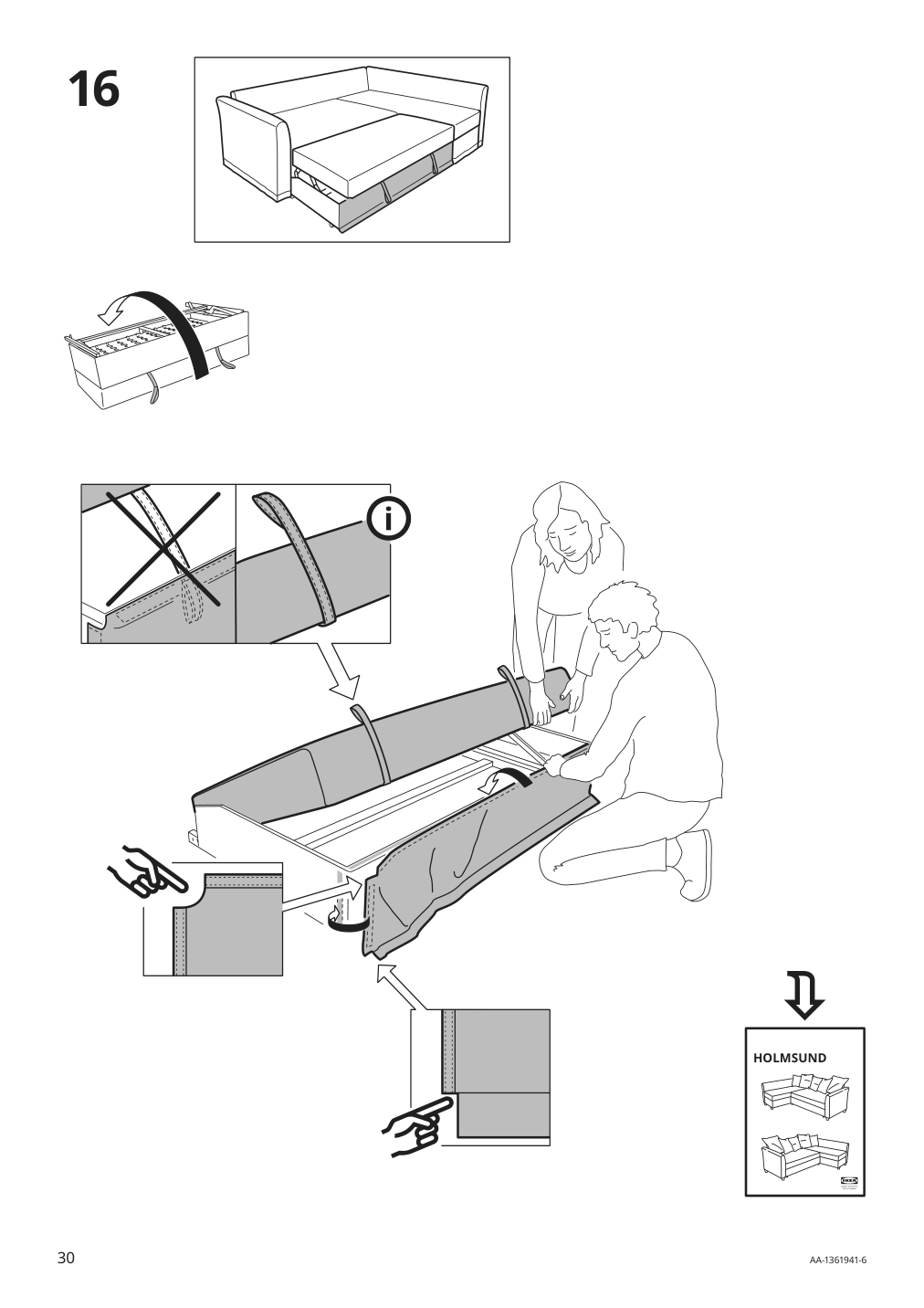 Assembly instructions for IKEA Holmsund cover for sleeper sectional 3 seat nordvalla medium gray | Page 30 - IKEA HOLMSUND sleeper sectional, 3-seat 791.507.46