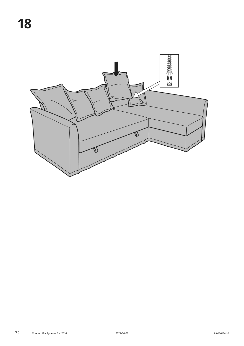 Assembly instructions for IKEA Holmsund cover for sleeper sectional 3 seat nordvalla medium gray | Page 32 - IKEA HOLMSUND sleeper sectional, 3-seat 791.507.46