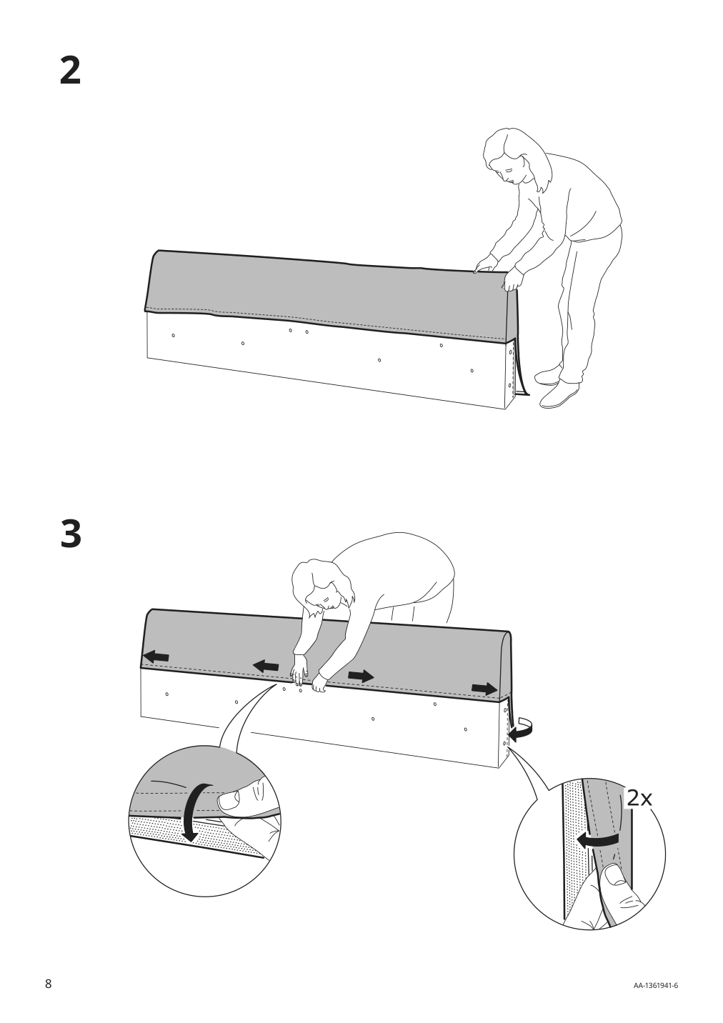 Assembly instructions for IKEA Holmsund cover for sleeper sectional 3 seat nordvalla medium gray | Page 8 - IKEA HOLMSUND sleeper sectional, 3-seat 791.507.46