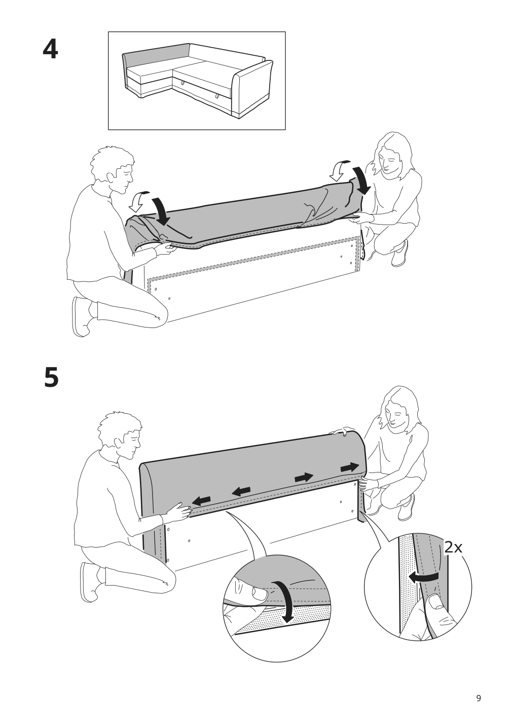 Assembly instructions for IKEA Holmsund cover for sleeper sectional 3 seat nordvalla medium gray | Page 9 - IKEA HOLMSUND sleeper sectional, 3-seat 791.507.46