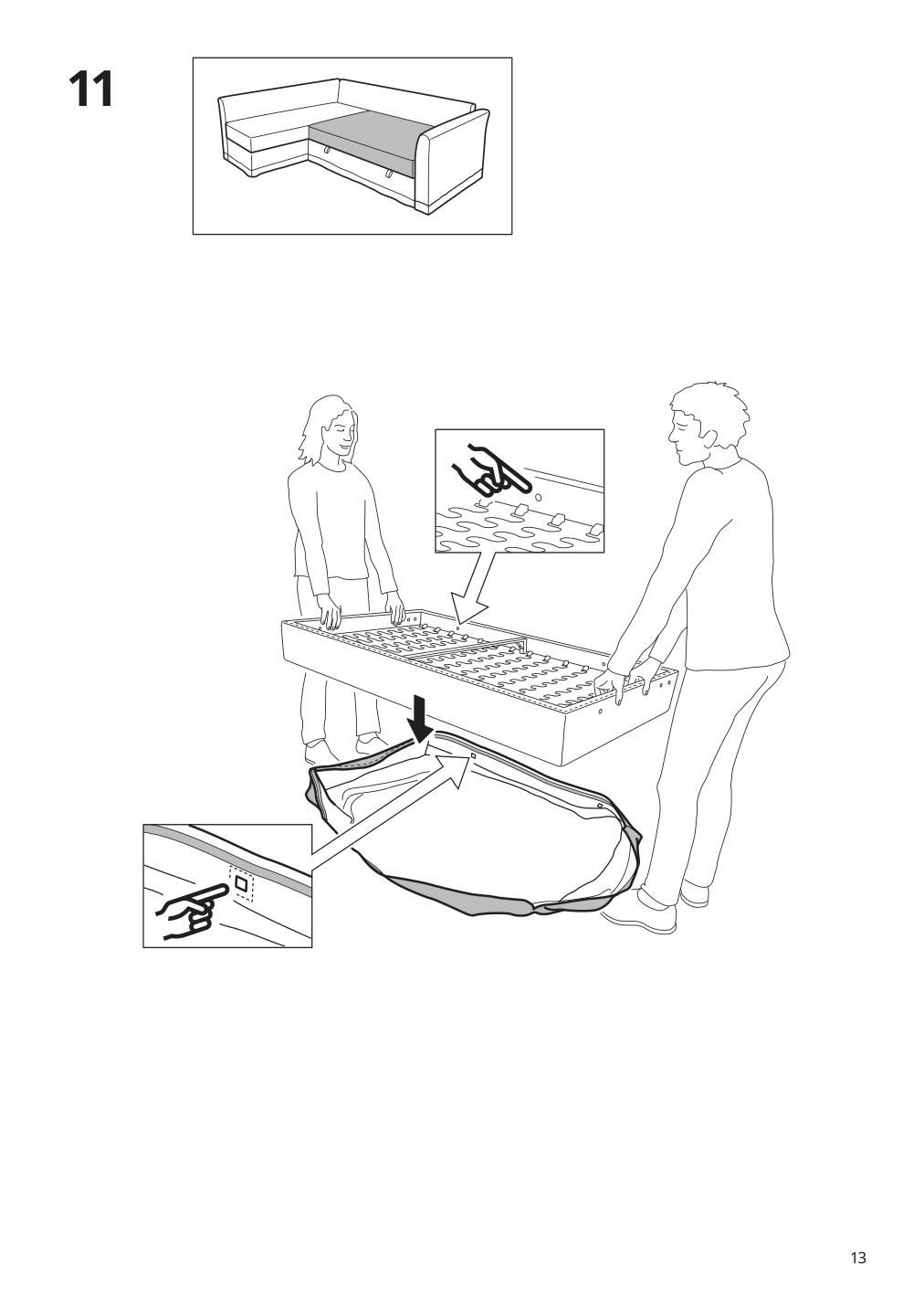 Assembly instructions for IKEA Holmsund cover for sleeper sectional 3 seat borgunda dark gray | Page 13 - IKEA HOLMSUND cover for sleeper sectional, 3 seat 305.492.29