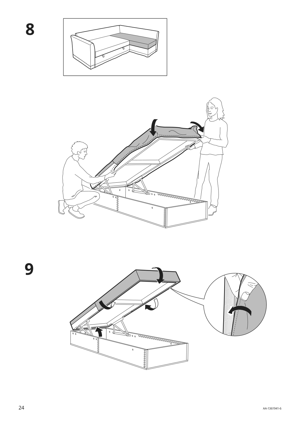 Assembly instructions for IKEA Holmsund cover for sleeper sectional 3 seat borgunda dark gray | Page 24 - IKEA HOLMSUND cover for sleeper sectional, 3 seat 305.492.29