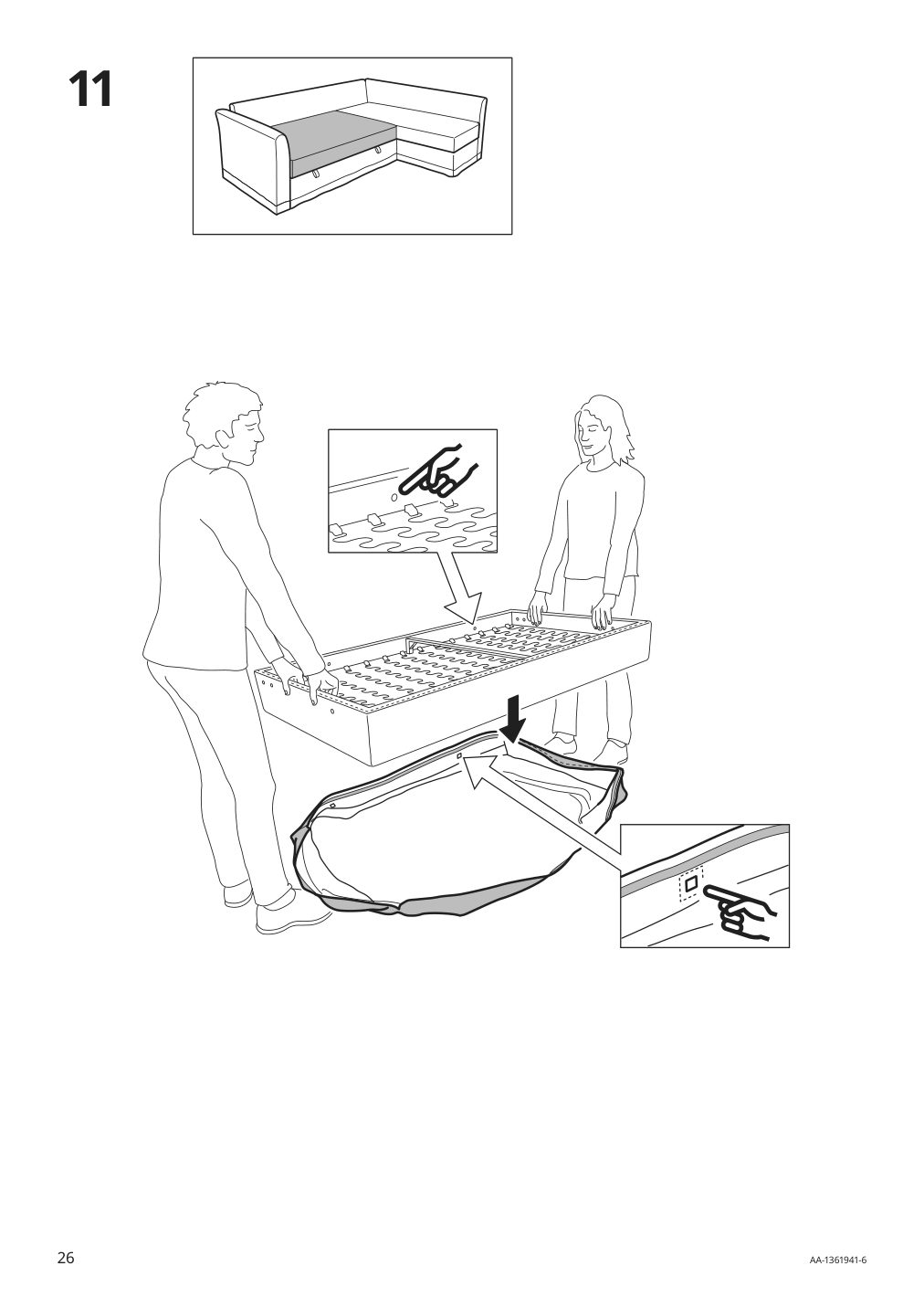 Assembly instructions for IKEA Holmsund cover for sleeper sectional 3 seat borgunda dark gray | Page 26 - IKEA HOLMSUND cover for sleeper sectional, 3 seat 305.492.29