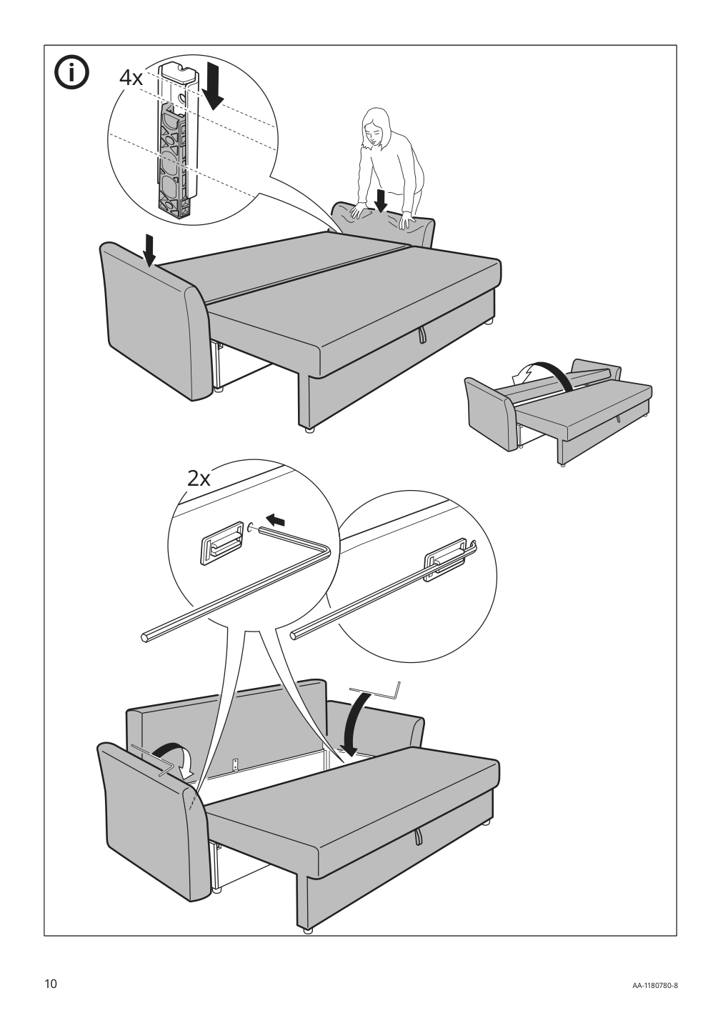 Assembly instructions for IKEA Holmsund cover for sleeper sofa nordvalla medium gray | Page 10 - IKEA HOLMSUND sleeper sofa 792.407.71