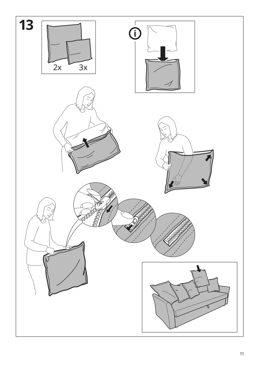 Assembly instructions for IKEA Holmsund cover for sleeper sofa nordvalla medium gray | Page 11 - IKEA HOLMSUND sleeper sofa 792.407.71