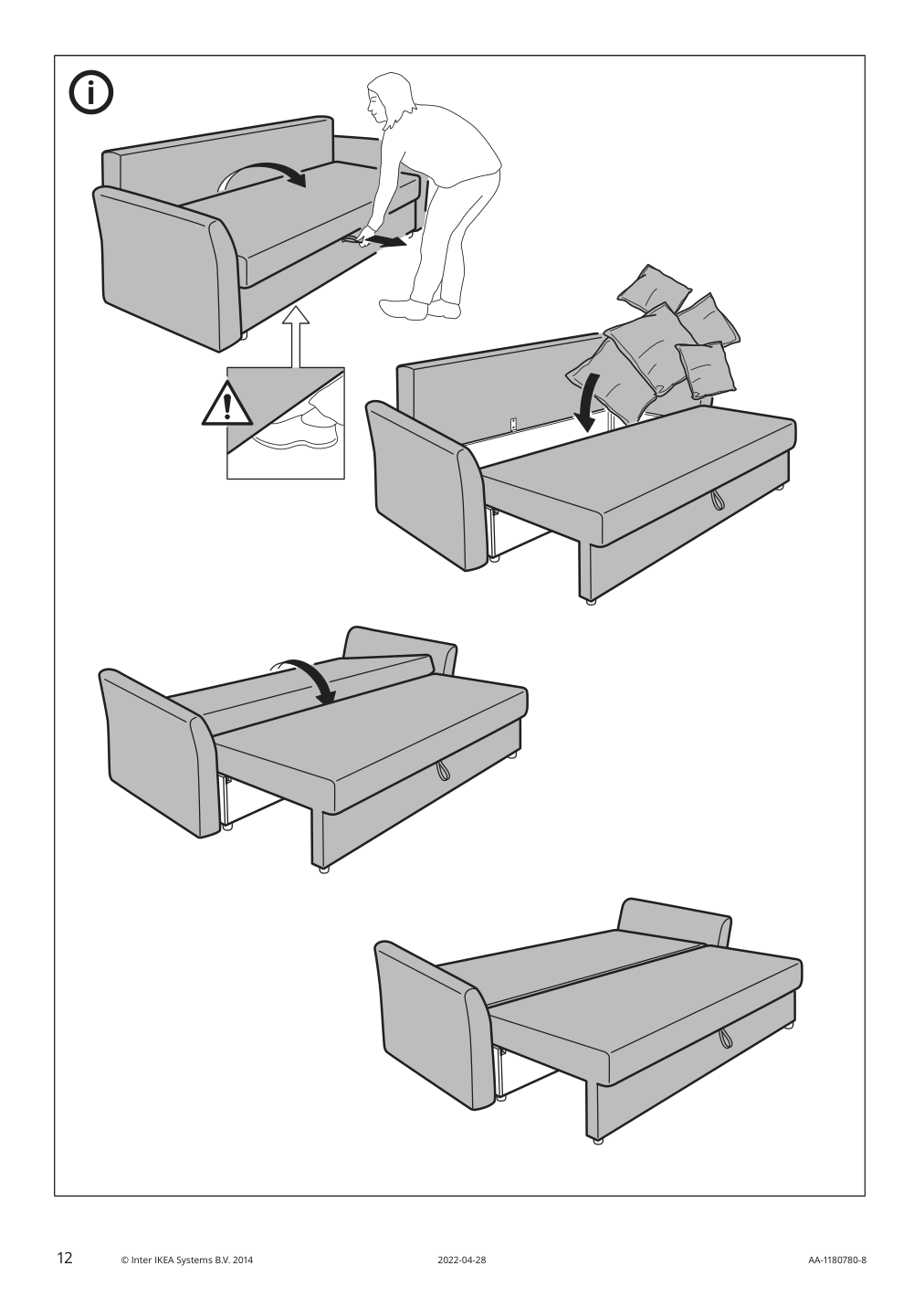 Assembly instructions for IKEA Holmsund cover for sleeper sofa nordvalla medium gray | Page 12 - IKEA HOLMSUND cover for sleeper sofa 103.213.69