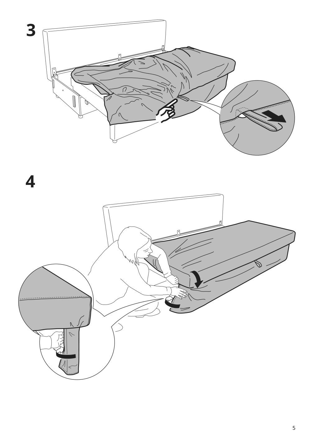 Assembly instructions for IKEA Holmsund cover for sleeper sofa nordvalla medium gray | Page 5 - IKEA HOLMSUND cover for sleeper sofa 103.213.69