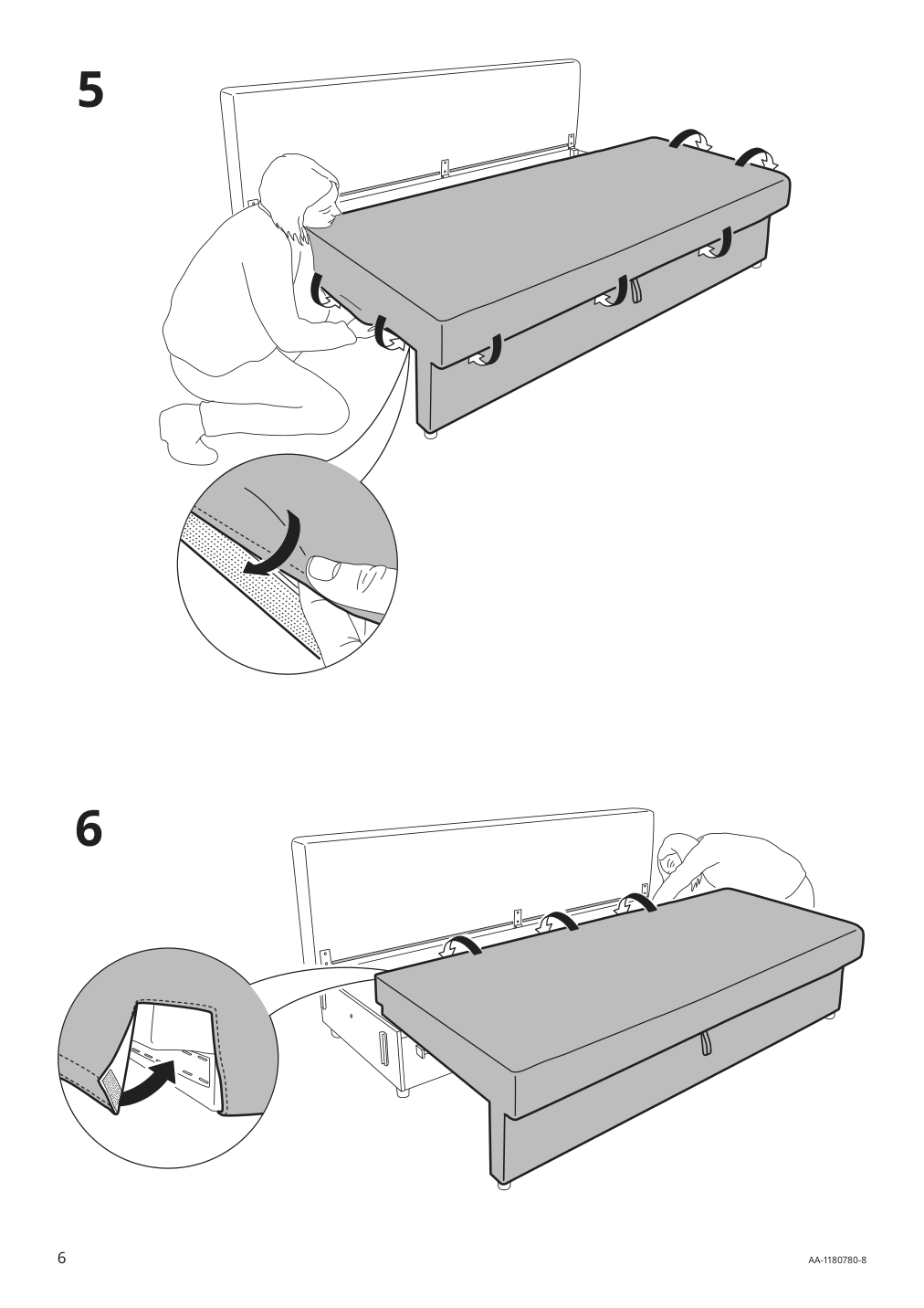 Assembly instructions for IKEA Holmsund cover for sleeper sofa nordvalla medium gray | Page 6 - IKEA HOLMSUND cover for sleeper sofa 103.213.69