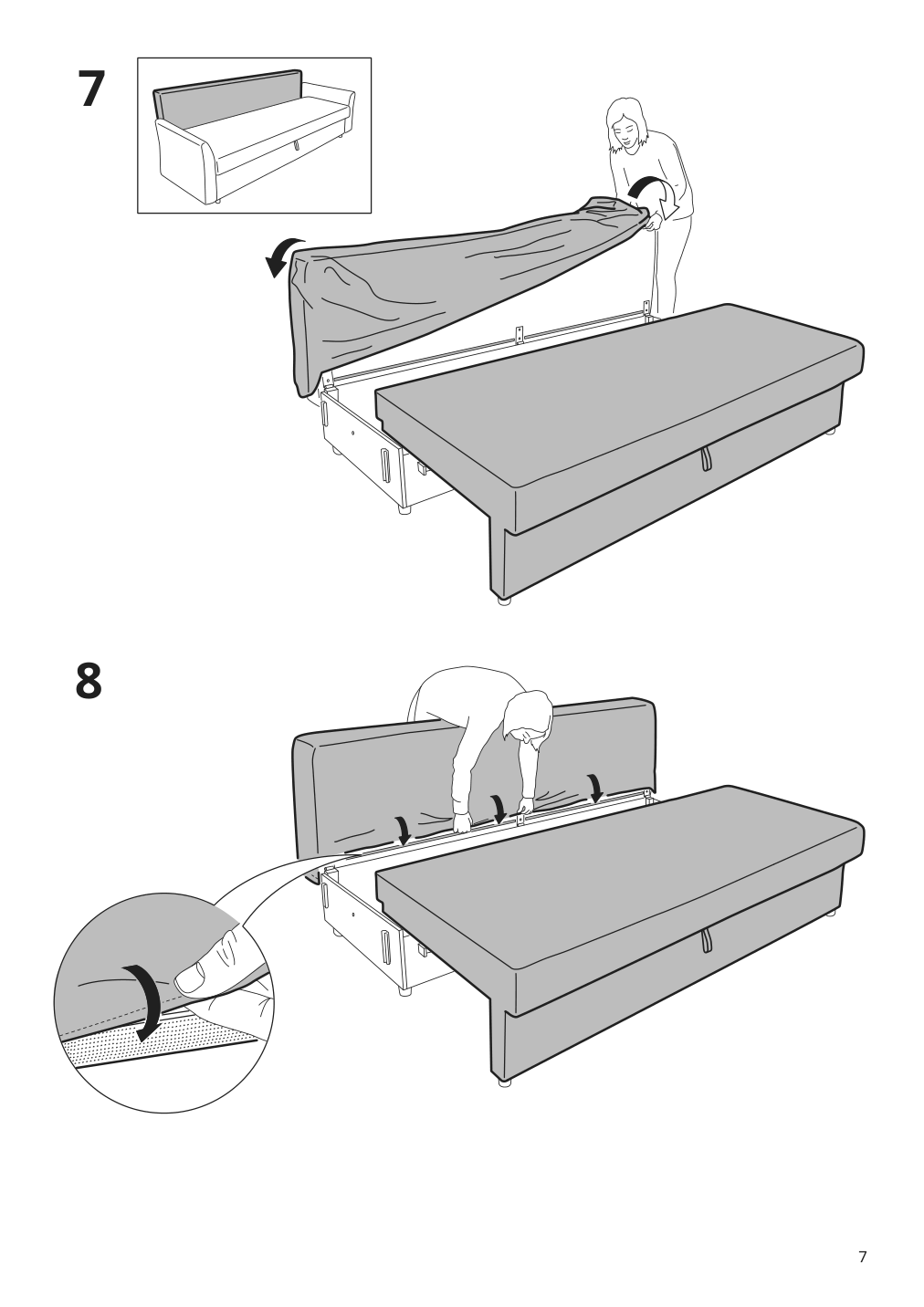 Assembly instructions for IKEA Holmsund cover for sleeper sofa nordvalla medium gray | Page 7 - IKEA HOLMSUND sleeper sofa 792.407.71