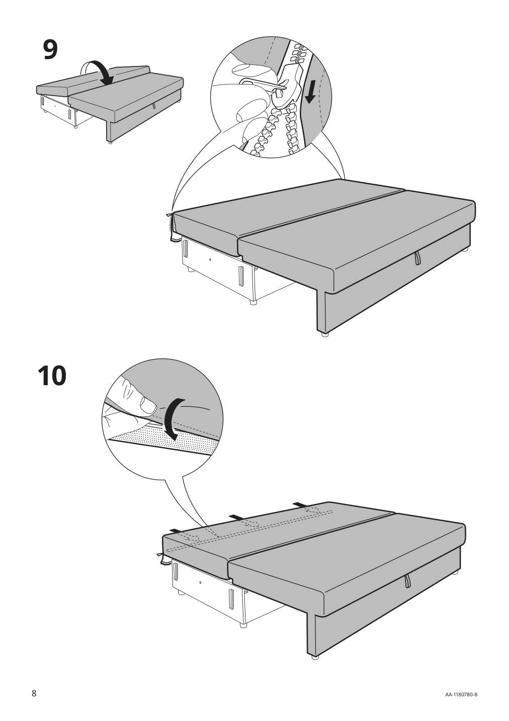 Assembly instructions for IKEA Holmsund cover for sleeper sofa nordvalla medium gray | Page 8 - IKEA HOLMSUND sleeper sofa 792.407.71