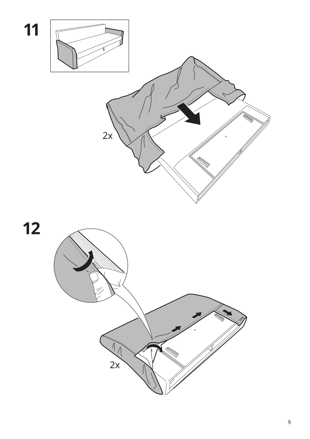 Assembly instructions for IKEA Holmsund cover for sleeper sofa nordvalla medium gray | Page 9 - IKEA HOLMSUND cover for sleeper sofa 103.213.69