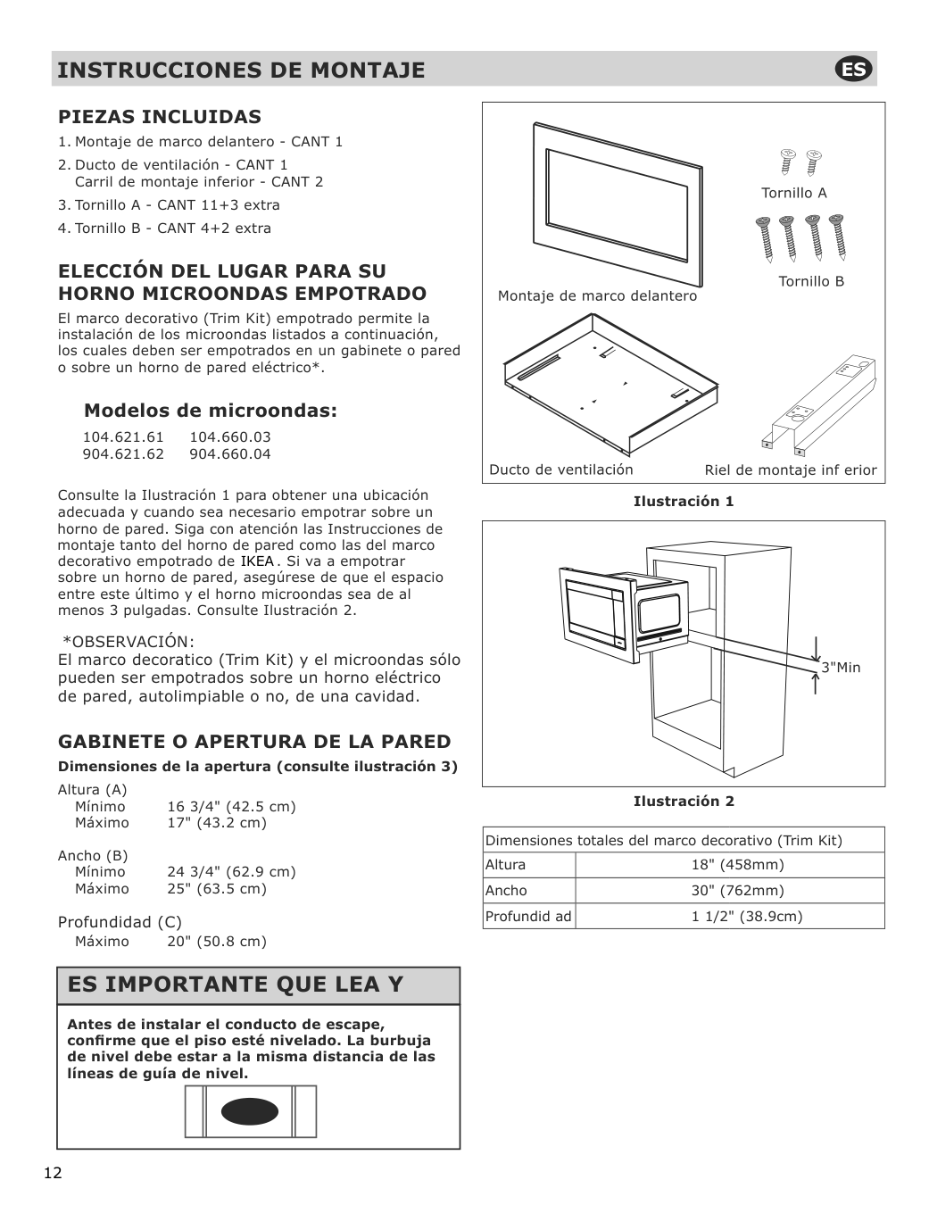 Assembly instructions for IKEA Huvudsaklig microwave trim kit black stainless steel | Page 12 - IKEA HUVUDSAKLIG built-in microwave 293.872.04