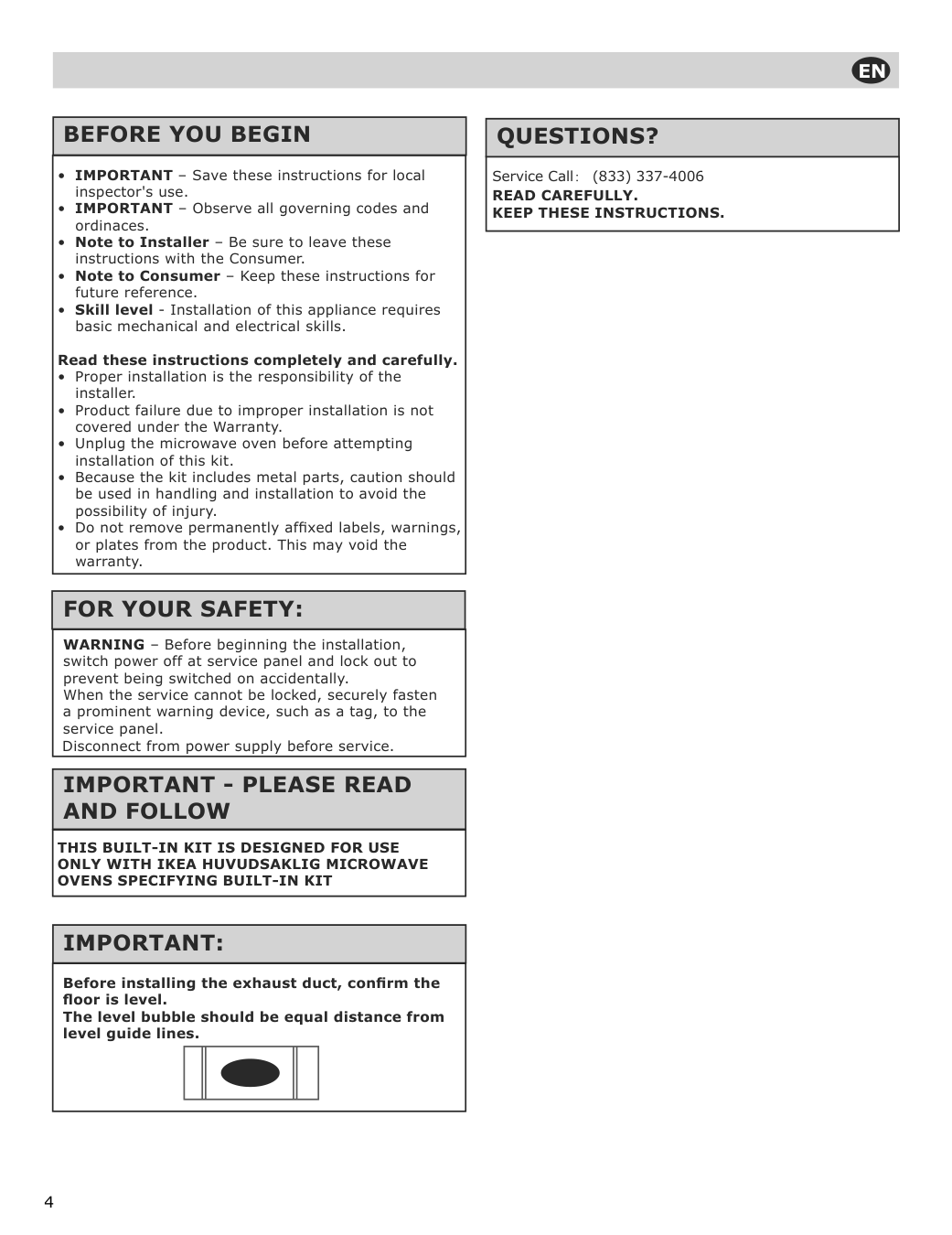 Assembly instructions for IKEA Huvudsaklig microwave trim kit black stainless steel | Page 4 - IKEA HUVUDSAKLIG built-in microwave 293.872.04