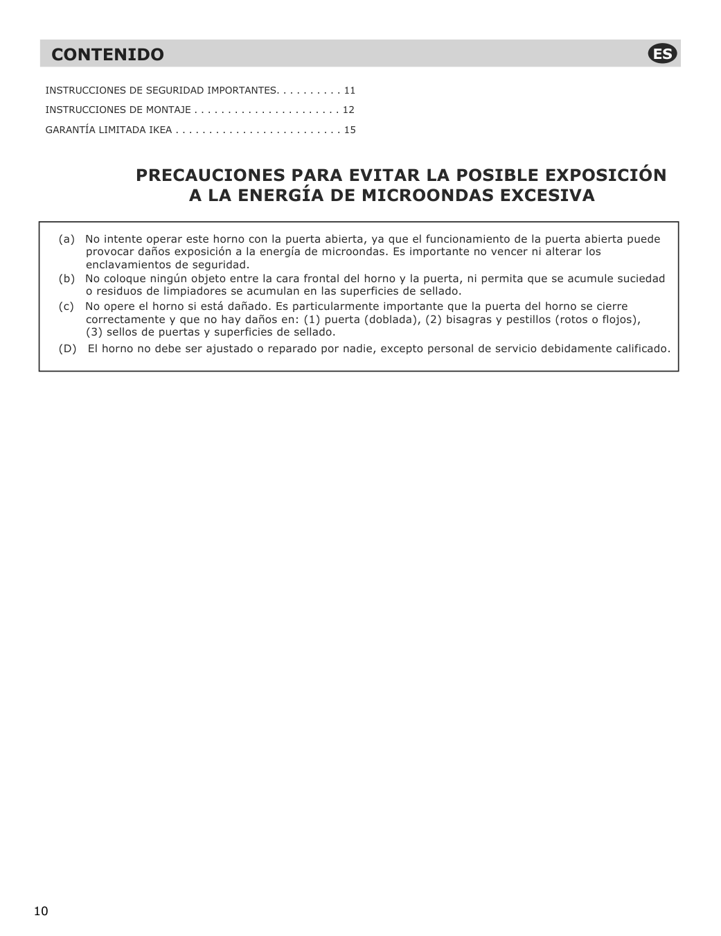 Assembly instructions for IKEA Huvudsaklig microwave trim kit stainless steel | Page 10 - IKEA HUVUDSAKLIG built-in microwave 293.872.23