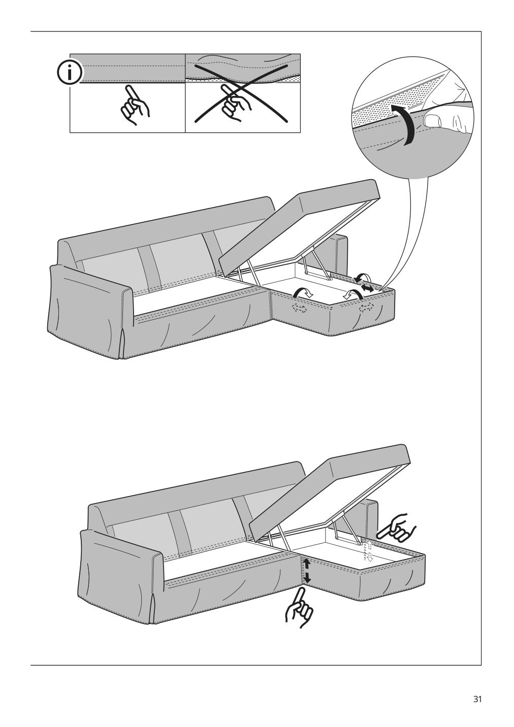 Assembly instructions for IKEA Hyltarp frame 3 seat sofa w chaise | Page 31 - IKEA HYLTARP sofa w chaise, left 695.150.25