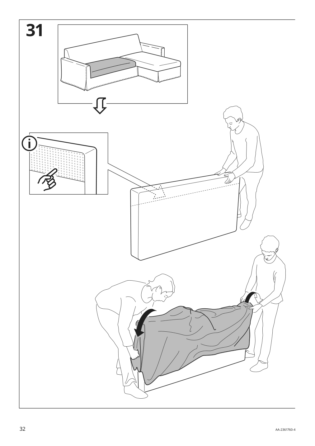 Assembly instructions for IKEA Hyltarp frame 3 seat sofa w chaise | Page 32 - IKEA HYLTARP sofa w chaise, left 695.150.25