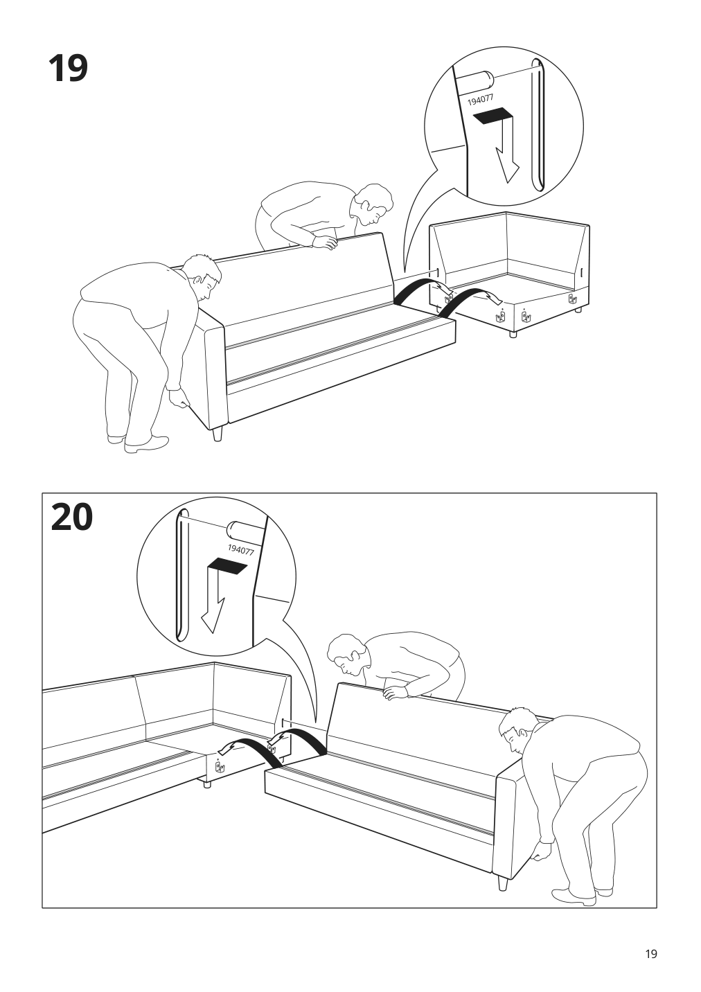 Assembly instructions for IKEA Hyltarp frame for corner sectional 4 seat | Page 19 - IKEA HYLTARP sectional, 4-seat corner 295.148.53