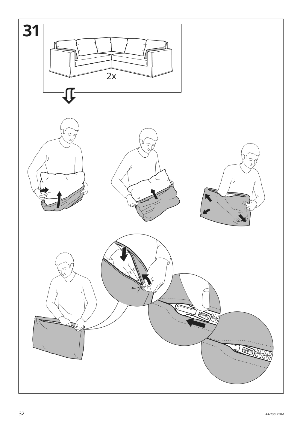 Assembly instructions for IKEA Hyltarp frame for corner sectional 4 seat | Page 32 - IKEA HYLTARP sectional, 4-seat corner 295.148.48