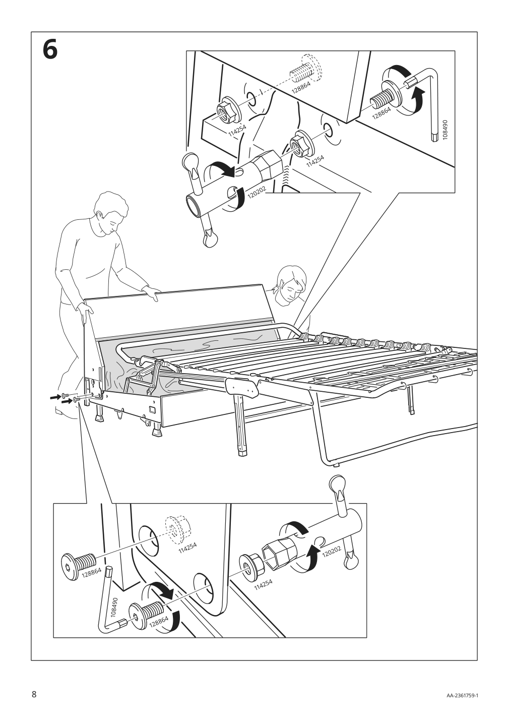 Assembly instructions for IKEA Hyltarp frame for sleeper sofa | Page 8 - IKEA HYLTARP sleeper sofa 294.896.03