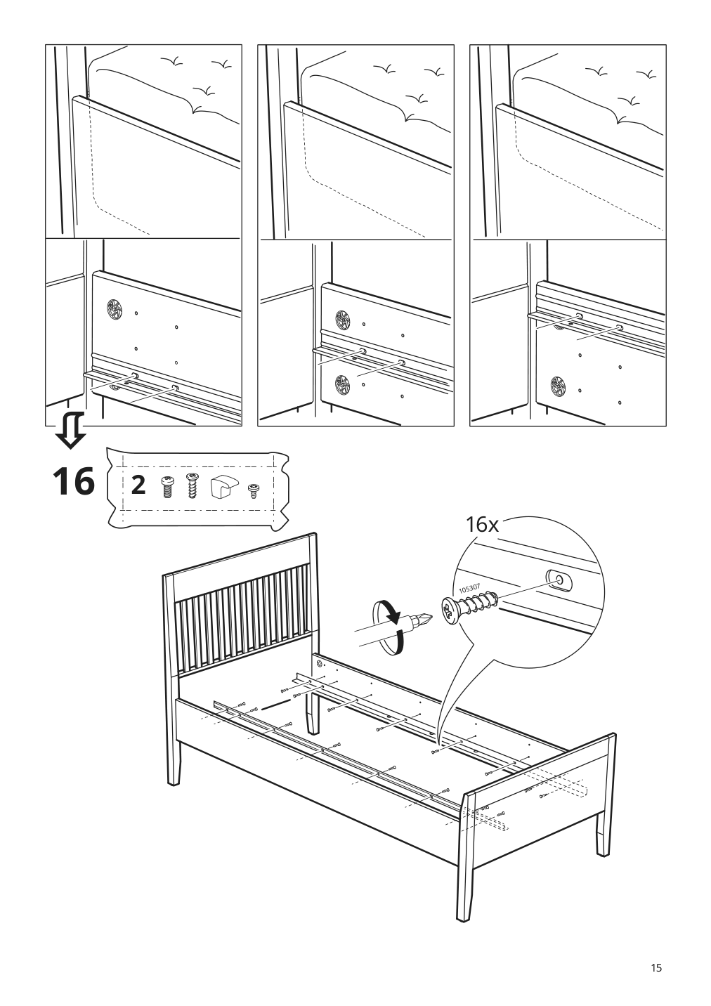 Assembly instructions for IKEA Idanaes bed frame white | Page 15 - IKEA IDANÄS bed frame 204.596.53